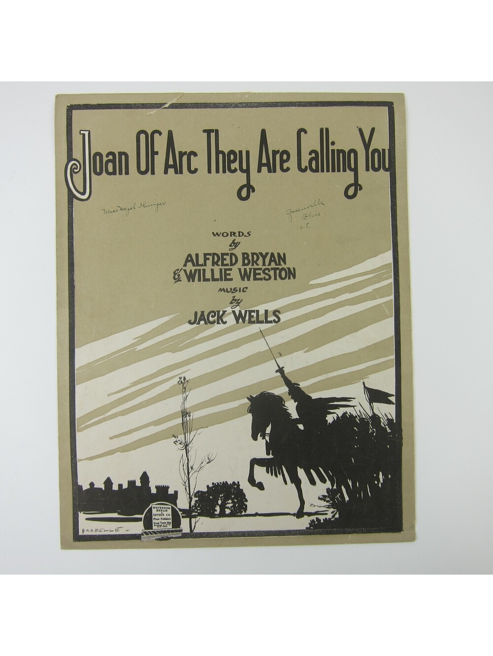 Sheet Music Joan of Arc They Are Calling You Bryan Weston Wells WWI Antique 1917